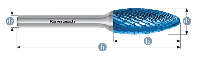 Борфреза язычок пламени, покрытие BLUE-TEC, арт.115071045
