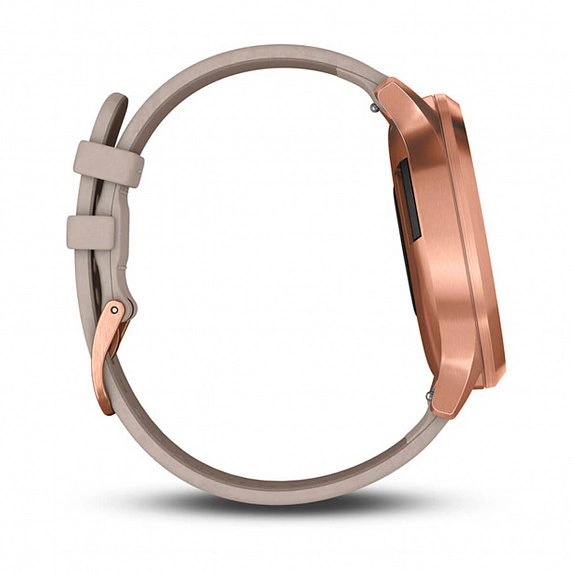 Часы Garmin Vivomove HR Premium розовое золото с бежевым кожаным ремешком
